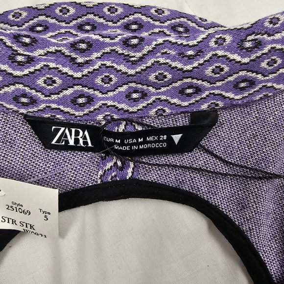 🌞NWOT Zara Geometric Open-Back Collared V-Neck Short Sleeve Bodysuit Lilac M - Picture 8 of 10